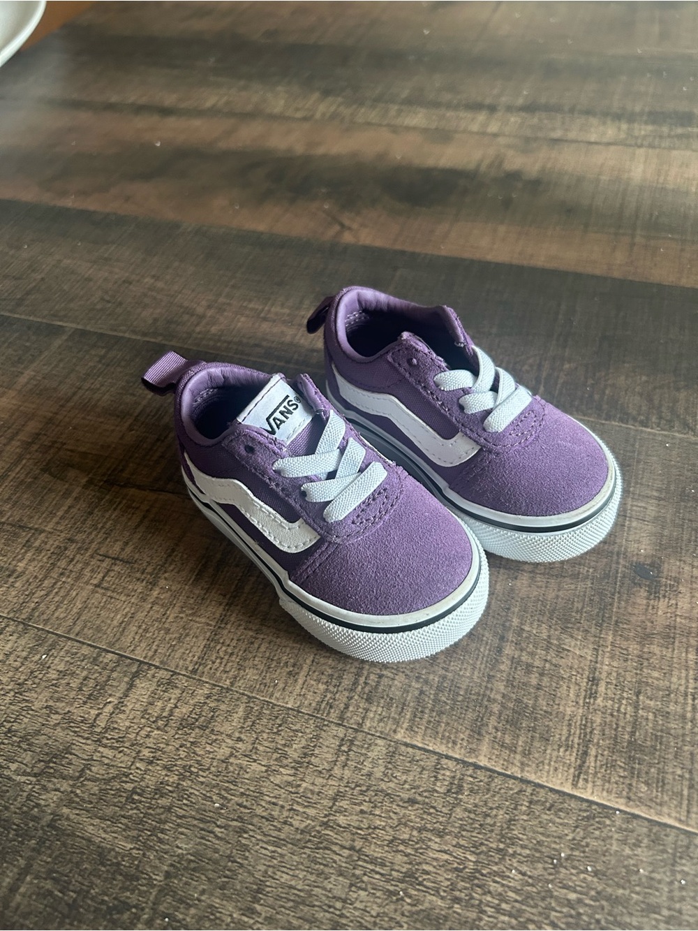Vans Kids Purple and White Low-Top Skate Sneakers